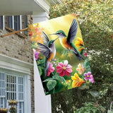 House Flags for Outside 28 x 40 Double Sided, Burlap Large Spring Summer Garden Flag Hummingbird Flowers Outdoor Flags Seasonal Farmhouse Yard Patio Porch Décor