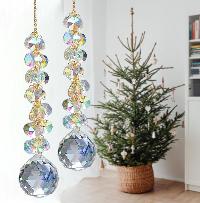 suncatchers for Windows Hanging Prism, 40mm auraro Crystal Suncatcher with Crystals Chandelier Beads, Hanging Crystal for car, Ceiling,Wedding, Party,MOM Daughter Gift(2 pcs)