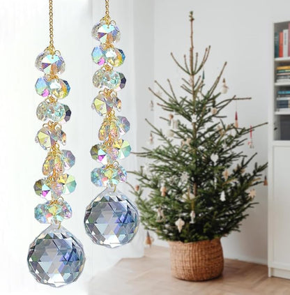 suncatchers for Windows Hanging Prism, 40mm auraro Crystal Suncatcher with Crystals Chandelier Beads, Hanging Crystal for car, Ceiling,Wedding, Party,MOM Daughter Gift(2 pcs)