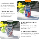 Starsoul 4 Pack Solar Lanterns Outdoor Waterproof, Mosaic Flowers Glass Solar Hanging Outdoor Lights, Decorative Solar Lantern for Outside Pathway Patio Porch Yard Decor