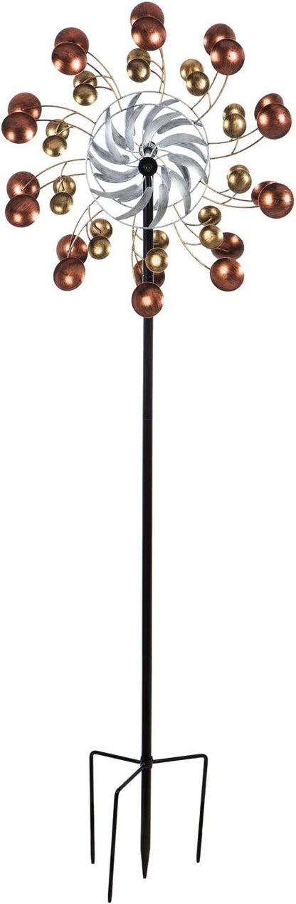 Evergreen Garden Beautiful Summer Copper and Gold Scoops Wind Spinner - 24 x 75 x 11 Inches Fade and Weather Resistant Outdoor Decoration for Homes, Yards and Gardens