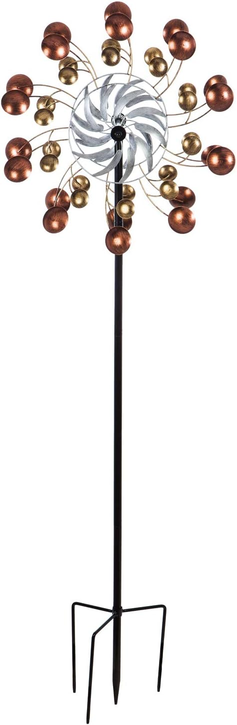 Evergreen Garden Beautiful Summer Copper and Gold Scoops Wind Spinner - 24 x 75 x 11 Inches Fade and Weather Resistant Outdoor Decoration for Homes, Yards and Gardens