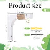 4 Pack Wooden Plant Hangers Hanging Wall Plant Hooks Farmhouse Wooden Hanging Basket Wall Hooks for Lanterns, Flower Bracket, Wind Chimes, Lamp, Bird Feeders, Patio Decor, White, 6 inch