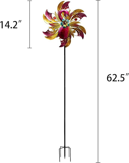 Flamingo Solar Wind Spinner with Color Changing LED Light, Wind Sculptures & Spinners Outdoor Metal Stake Yard Spinners, Garden Wind Catcher Wind Mills, Lawn&Garden