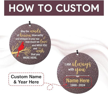 Personalized Memorial Wind Chimes Outdoor, Cardinal Wund Chimes for Loss of Loved One, 36Inch Custom Sympathy Wind Chimes Deep Tone, Condolences Gifts for Funeral (Produced in USA)