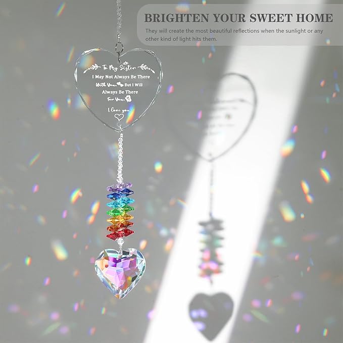 Sister Gifts, Crystal Suncatcher Gifts for Sister Birthday, Sisters Gifts from Sister, Unique Gifts for Sister, Window Hangings Home Decoration
