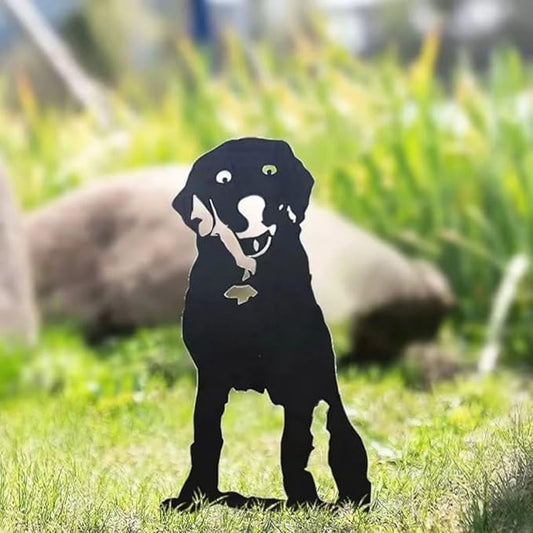 Dog Style Metal Puppy Silhouette Garden Statues French Bulldog/Doberman Pinscher Backyard Lawn Stakes, Festival Decorations & Yard Decor Iron Art (Bb)