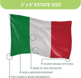 Evergreen Italian Flag 3x5 Outdoor Double Sided, IT Italy Flags for Outside with Grommets, 3-Ply Banners for Garden Patio, Indoor Wall Decor for Room, Works with Standard Estate Flag Poles