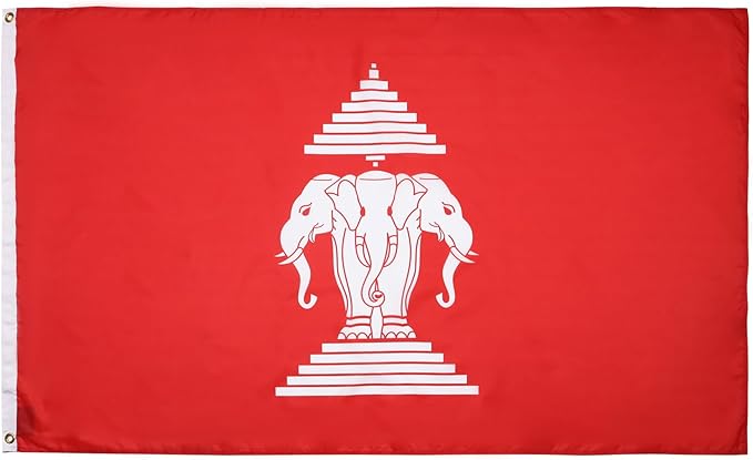 AZ FLAG - Laos Old Flag - 2x3 Ft - 100D Polyester Former Laotian Banner with Two Metal Grommets - Fade Resistant - Vivid Colors - 2' x 3' Feet - 90x60 Cm