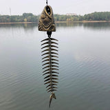 Fish Windchime Retro Fishbone Wind Chime Ornaments Vintage Metal Wind Bell Outdoor Soothing Melody for Garden Home Yard Porch Hanging Decor