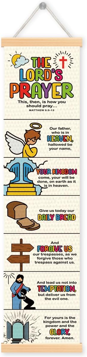 The Lord's Prayer Banner, Church Banner, Christian Rustic Hanging Door Flag, Farmhouse Decorations Outdoor Indoor, Church Activity Decor, Bible Lesson, Scripture and Words Decorations
