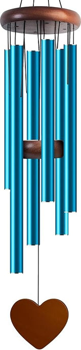 Wind Chimes for Outside, Special Blue Color Wind Chimes, 32" Large Aluminium WindChimes for Outdoor, Garden, Zen, Yard, Patio Decoration, Gift for Mom Women Loved one Neighbors(Heart Shape)
