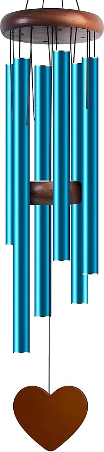 Wind Chimes for Outside, Special Blue Color Wind Chimes, 32" Large Aluminium WindChimes for Outdoor, Garden, Zen, Yard, Patio Decoration, Gift for Mom Women Loved one Neighbors(Heart Shape)