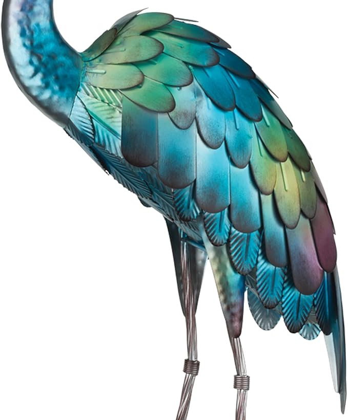 Regal Art & Gift Mystic Crane Metal Statue – Indoor Outdoor Decorative Sculpture for Home & Garden Décor, Weather-Resistant Yard Art Figure for Patio, Lawn - Downward Gaze
