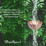 dreamysoul 9.4 FT Copper Rain Chain, Flower Rain Chains Gutters, Decorative Rain Chains Replacement Downspout for Gutters