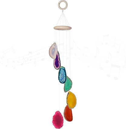 Cozy Tower Colorful Agate Wind Chimes for Outside Unique, Outdoor Home Garden Decor Geode Hanging Decorations
