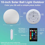 10-in Solar Orb Light, Waterproof Solar Globe Light Outdoor Dimmable RGB Color Changing Solar Garden Ball Light for Outside w/Remote, Landscape Lighting Mood Lamp w/Ground Stake for Yard Poolside Lawn