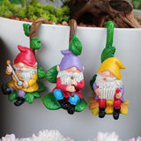Set of 3 Cute Climbing Gnome Figurines Flower Pot Hugger, Resin Hanging Gnomes Statue Outdoor Decor Fence Ornaments for Patio Lawn Garden Yard (Music Gnome)