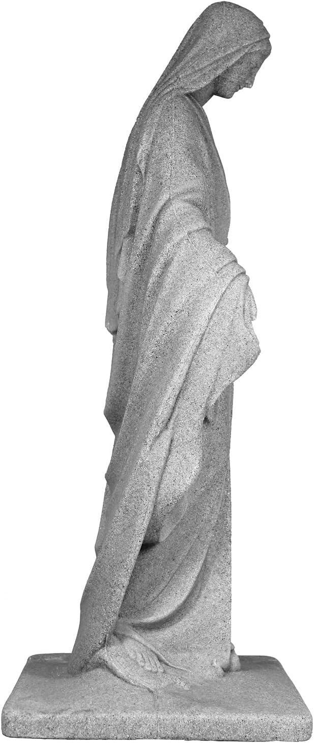 Virgin Mary Statue – Natural Granite Appearance – Made of Resin – Lightweight – 34”