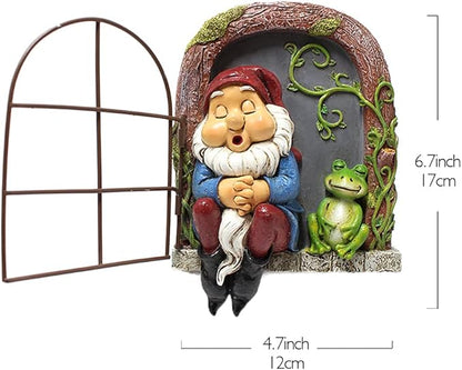 Outdoor Statues Elf Out The Door Tree Hugger, Yard Decorations Tree Sculpture, Gnome Statues, Peeker Yard Art Ornaments, Patio Lawn Porch Decoration Figurines