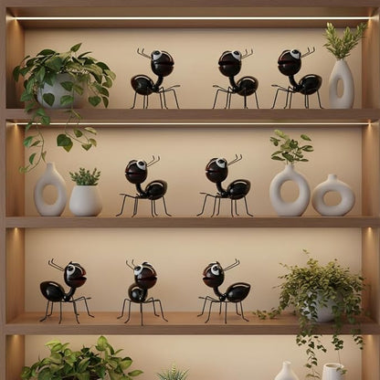 Cruis Cuka Metal Yard Art Garden Decor for Outside Cute Ants Yard Decorations Outdoor Lawn Ornaments Backyard Gifts for Mom - Set of 8（All Black）