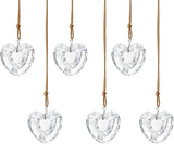 6pcs Clear Crystal Glass Heart Prisms Ornaments Valentines Heart Hanging Crystals Decor for Window Home Car Garden