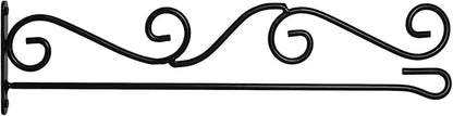 Anley Garden Flags Wall Scroll Hanger - Wrought Iron Horizontal Garden Flag Holder - Weather Resistant & Easy Mounting - Curve Design & Black Matte Coating - H4 x W15