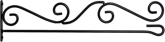 Anley Garden Flags Wall Scroll Hanger - Wrought Iron Horizontal Garden Flag Holder - Weather Resistant & Easy Mounting - Curve Design & Black Matte Coating - H4 x W15