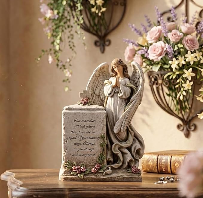 Napco Imports Praying Angel Inspirational 8 x 12 Inch Resin Decorative Bereavement Urn Box
