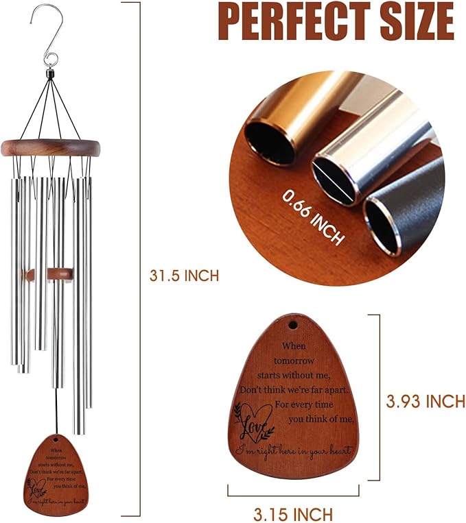 Personalized Wind Chimes Memorial Engraved Gift,Custom Sympathy Wind Chime for Loss of Loved One,Customized Mother Father Dog Pet Family Remembrance Bereavement Gifts