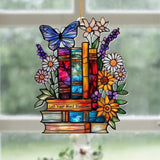 Book Ornament – Stained Glass Style Acrylic Christmas Ornament with,Teacher Back To School Gift, Bookish Gifts For Librarian, BookLovers,Reader, Women, Suncatcher Effect Decor For Christmas Tre,S-18
