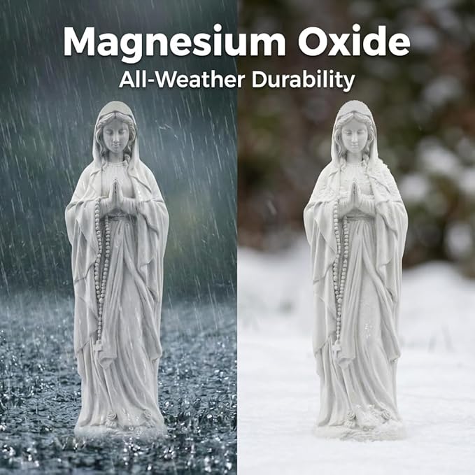 Virgin Mary Praying Statue 23.5 Inch Tall Religious Sculpture Magnesium Oxide Stone Outdoor Statue Garden Decorations Clearance for Home Lawn Yard Patio Hallway Decor