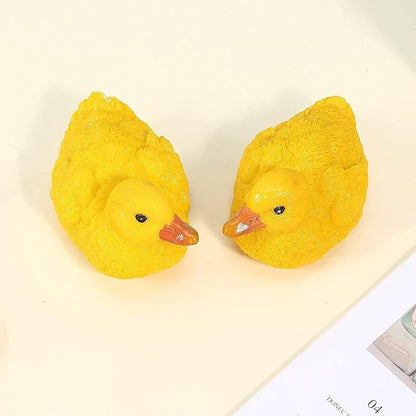 Cute Statues Garden Mini Yellow Duck Figurine Vivid Miniature Fairy Figurines Resin Backyard Decor(B)
