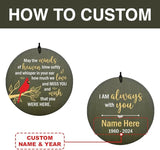 Personalized Wind Chimes Outdoor, Wind Chimes for Loss of Loved Ones, 36inch Custom Cardinal Bird Wind Chime Deep Tone, in Loving Memory of Dad/Mom, Gifts for Condolences (Produced in USA)
