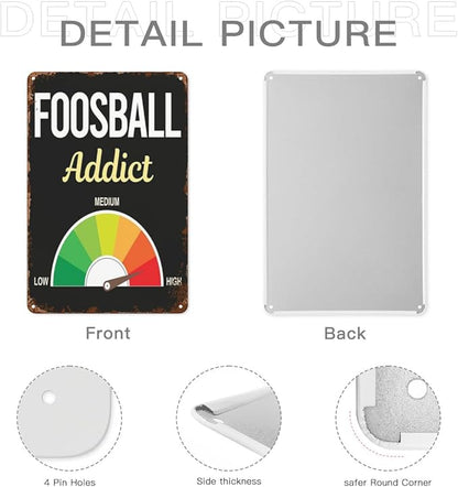 Vintage Tin Signs Foosball for Room,Patio,Office,Yard & More Retro Metal Wall Decor,8x12 Inch Funny Quotes & Gothic Designs