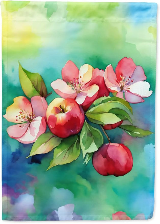 Caroline's Treasures Arkansas Apple Blossom in Watercolor House Flag Large Porch Sleeve Pole Decorative Outside Yard Banner Artwork Wall Hanging, Polyester, House Size, Multicolor