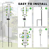 Solar Rain Gauge Outdoor with LED Lights,7” Glass Tube Rain Gauge Yard Decorative,Cross Rain Guage Freeze Proof for Garden Patio Lawn