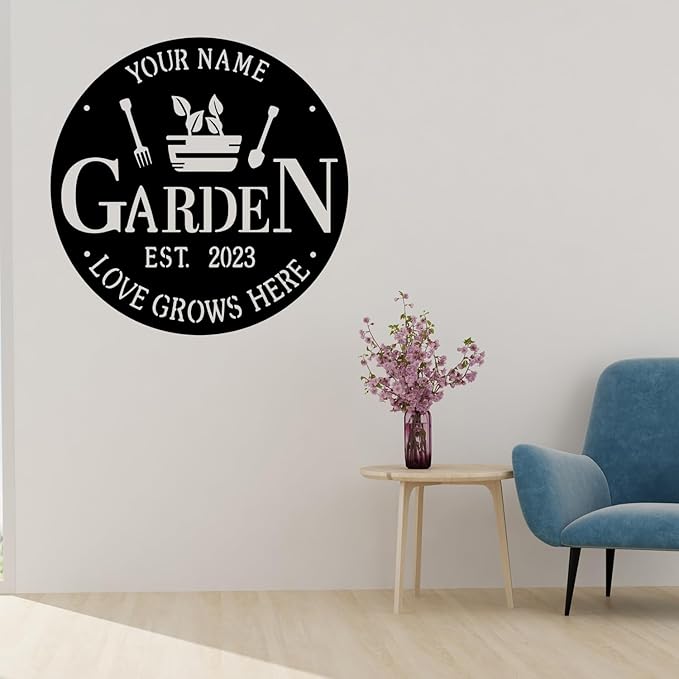 CFC0121316 Metal Garden Sign, Personalized Metal Sign Outdoor Decoration, Exclusive Customized Name Plaque Decoration for Potting Shed, Mom, Grandma, Grandpa