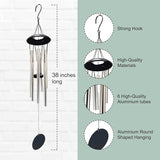 VOS Aura Deluxe Metal Windchime - 38” Beautiful Melodic Hanging Wind Chimes – Perfect Home and Garden Décor, Patio and Yard (Brush White)