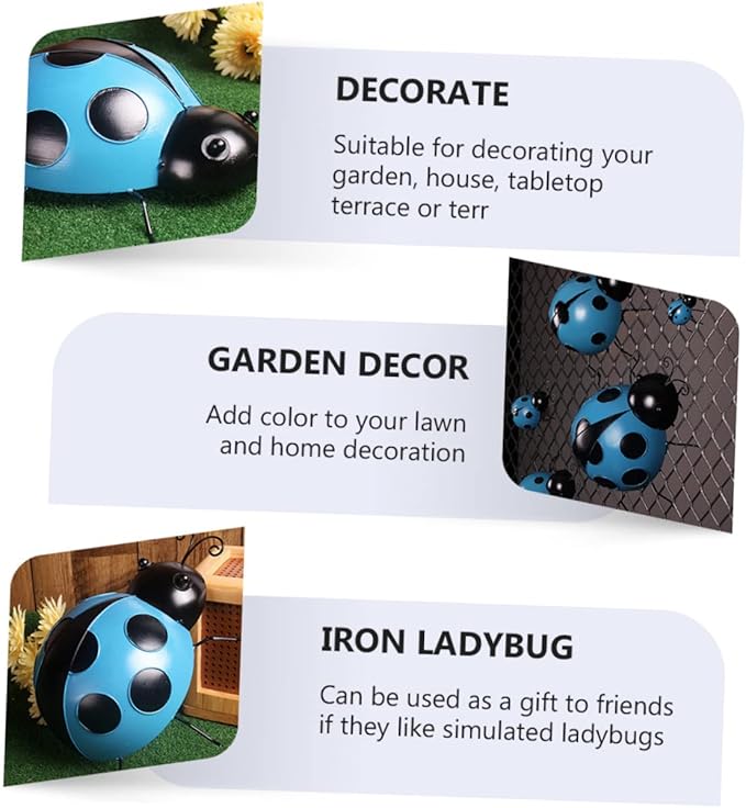 LIOOBO Simulated Ladybug Decors 3pcs Ladybug Garden Ornament Vibrant Colors for Home