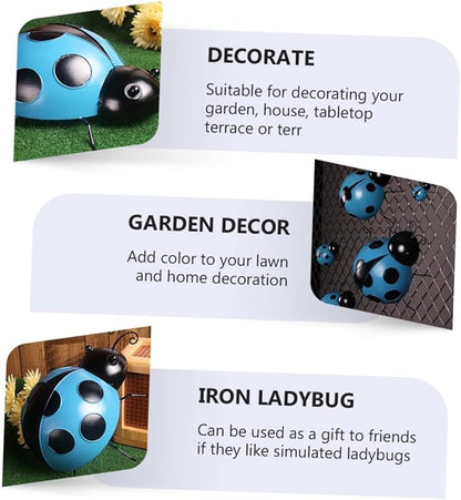 LIOOBO Simulated Ladybug Decors 3pcs Ladybug Garden Ornament Vibrant Colors for Home