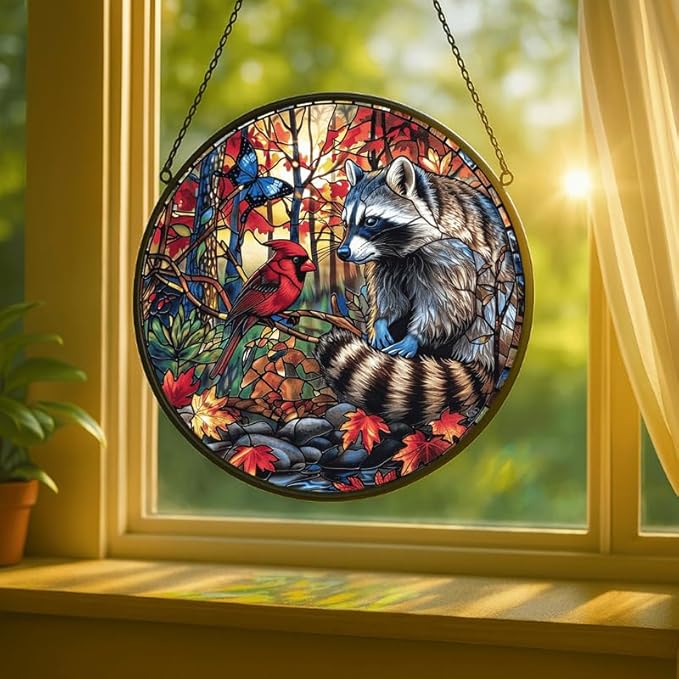 Stained Glass Window Hanging - Adventure Shark with Sailing Ships and Compass Sun Catchers Indoor Stained Glass Panels Wall Decor for Mom, Wife, Lovers, Festive