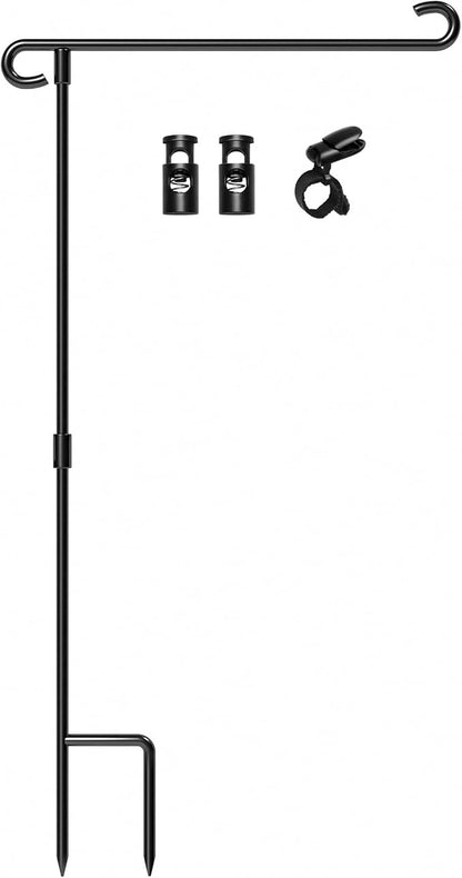 HOOSUN Garden Flag Stand,Wrought Iron Yard Flag Holder Stand,Perfect Garden Flag Holder for 12.5x18 inch Garden Flags,4th of July Easter Garden Decorations