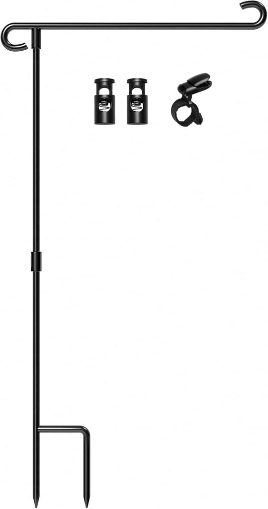 HOOSUN Garden Flag Stand,Wrought Iron Yard Flag Holder Stand,Perfect Garden Flag Holder for 12.5x18 inch Garden Flags,4th of July Easter Garden Decorations