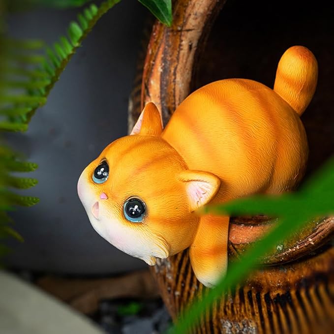 Cat Flower Pot Huggers for Flower Pots, Cute Plant Pot Hanger Ornaments, Funny Plant Decorations for Pots, Resin Cat Figurines for Garden Planters Edge Hanging Decor (A)