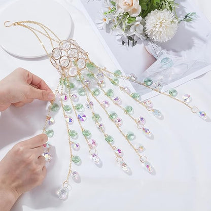 17.9In Crystal Suncatcher Glass Wind Chimes Style Rainbow Maker Suncatcher Prism Crystal Octagonal Bead Chains Windchime for Window Hanging Ornament Home Garden Decor Indoor Outdoor Office