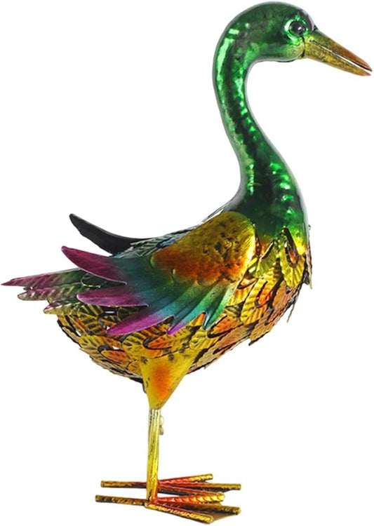 Duck Statue Indoor Outdoor Decoration Scene Vivid Metal Garden Sculpture Animal Figurine for Outside Backyard Porch Pond Roof