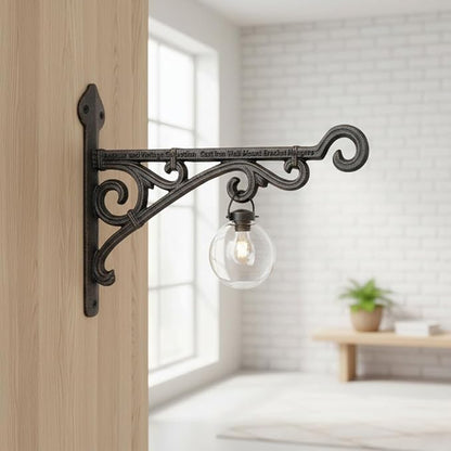 Comfy Hour 11" Heavy Duty Cast Iron Plant Wall Hanger, Decorative Bird Feeder Bracket for Outdoor Garden, Metal Hanging Plant Hook for Flower Pots, Lanterns & Wind Chimes, Brown
