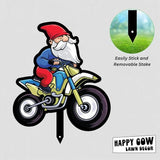 Garden Outdoor Small Metal Art 7"x 6" Weather Resistant Lawn Ornaments Sturdy Stakes Yard Sign Decoration for Patio (Gnome on a Motorcycle)
