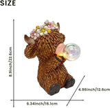 AVEKI Solar Highland Cow Garden Statue, Whimsical Bubble-Blowing Design with Solar Lights, Waterproof Resin Outdoor Decor for Patio, Yard, Lawn, Unique Gift for Mom, Grandma & Garden Lovers
